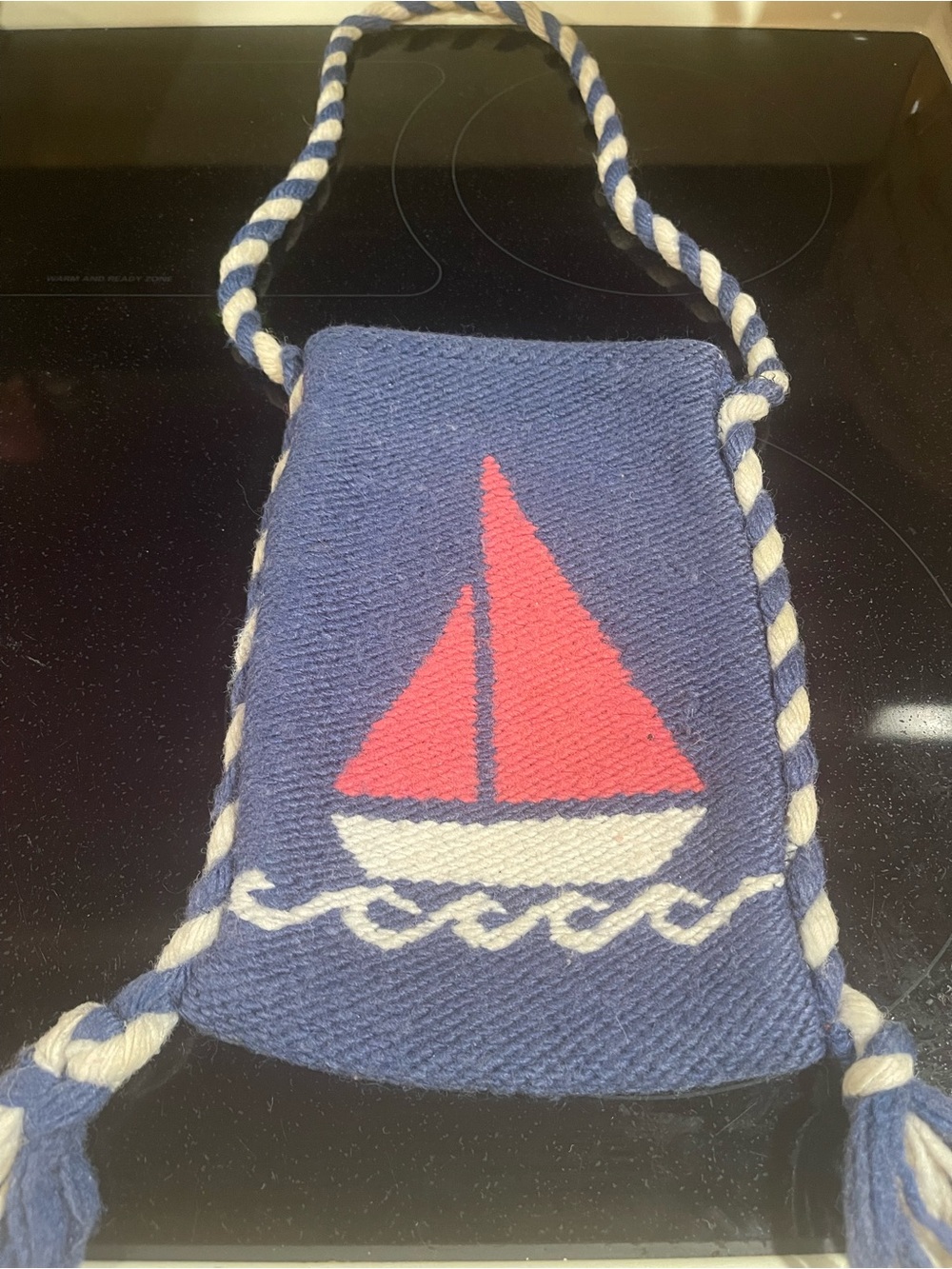 Sailboat Themed Fabric(Rayon/Cotton)Shoulderbag Made in Greece Rare
